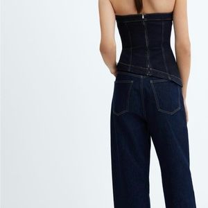 Mango denim strapless top XS